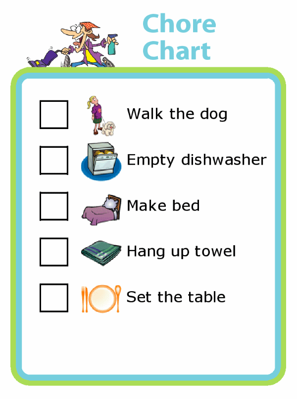 Picture checklist with chores for kids