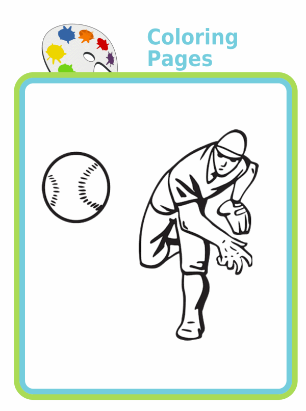 Baseball pitcher coloring page