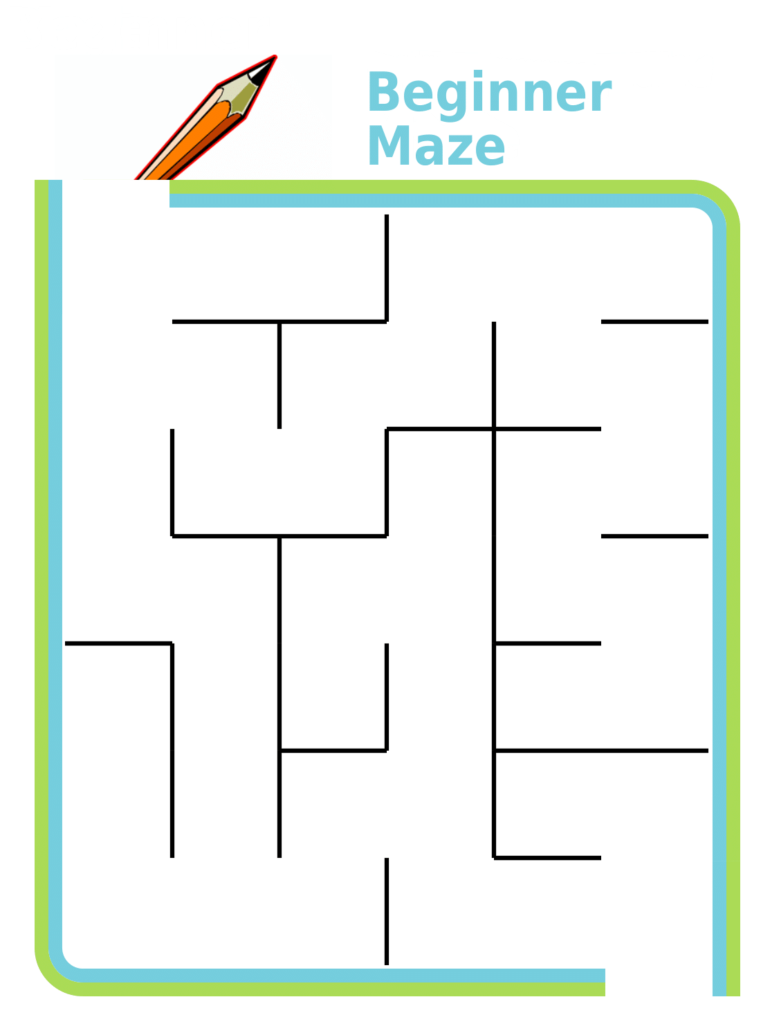 Printable half-sheet maze, difficulty: beginner