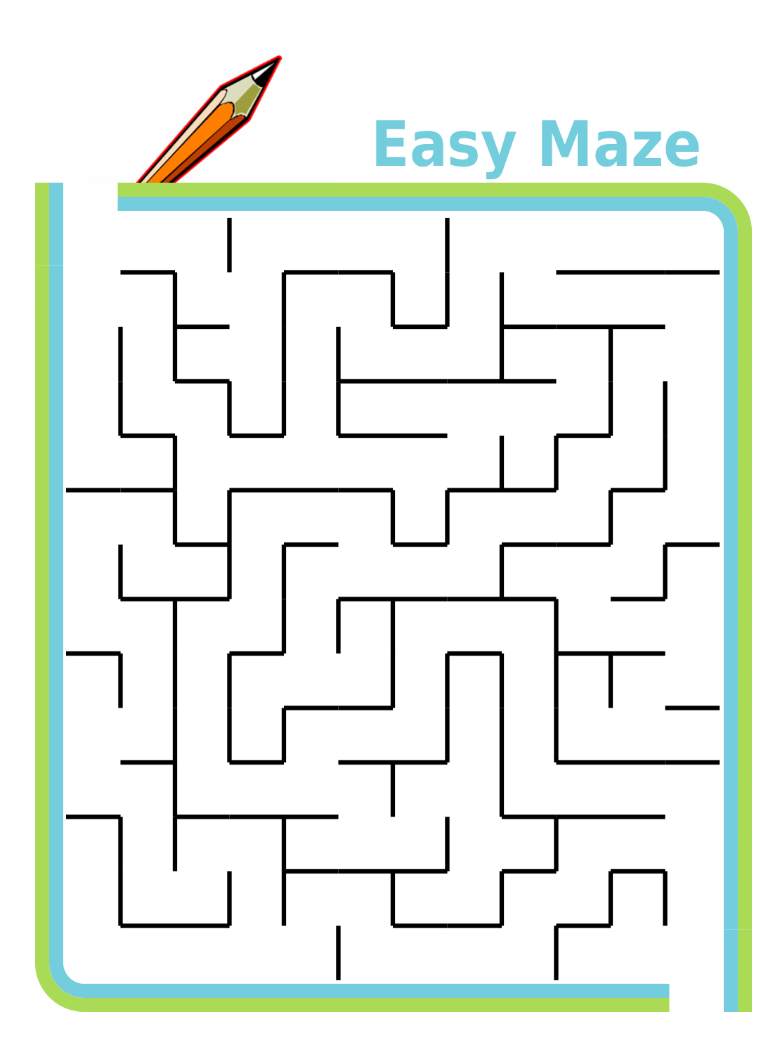 Printable half-sheet maze, difficulty: easy
