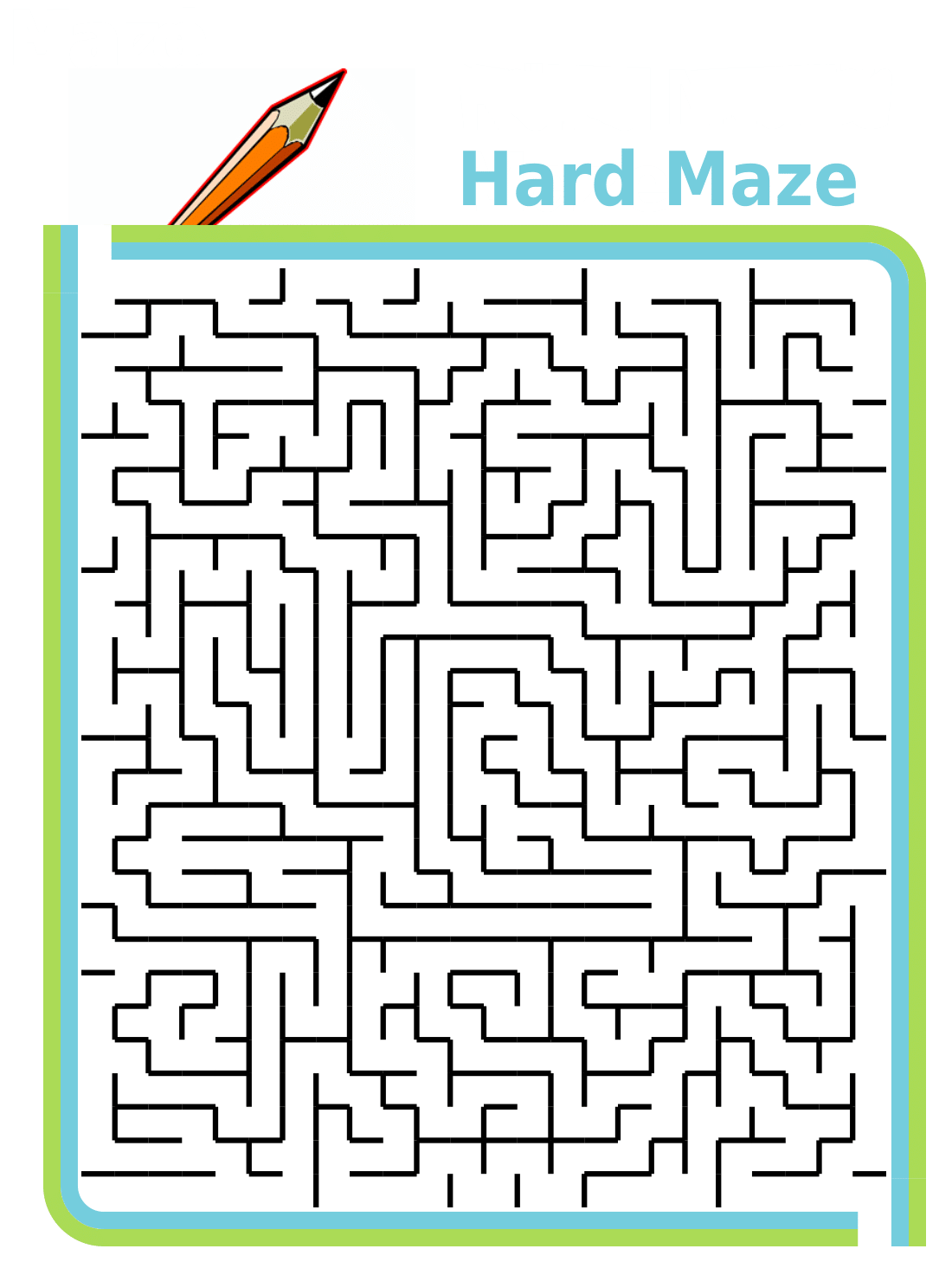 Printable half-sheet maze, difficulty: hard