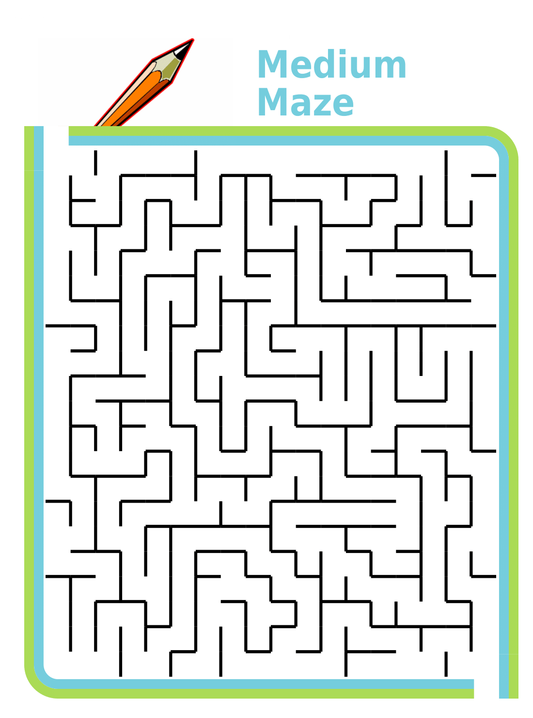 Printable half-sheet maze, difficulty: medium