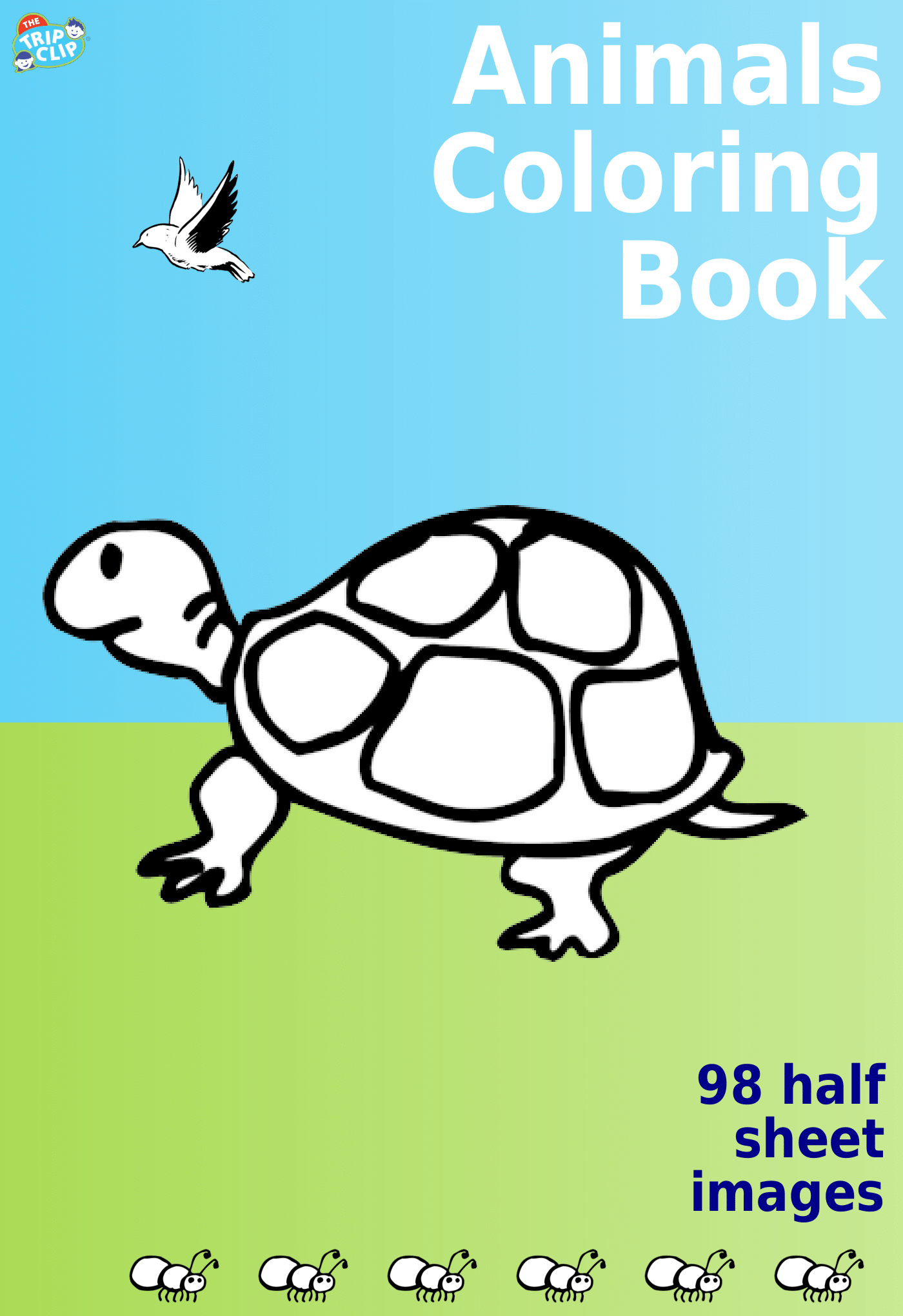 53 coloring pages, showing a turtle, a bird, and some ants