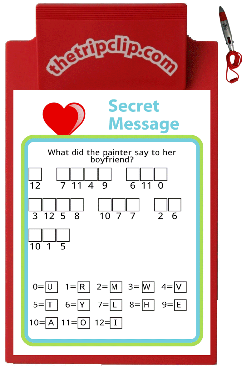 Secret message puzzle with a clue ‘When does it rain money?’