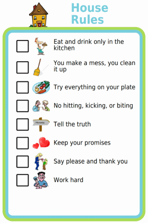 Picture checklist of family house rules