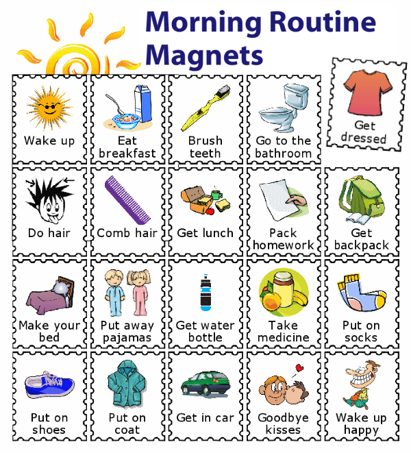 20 morning routine magnets for kids