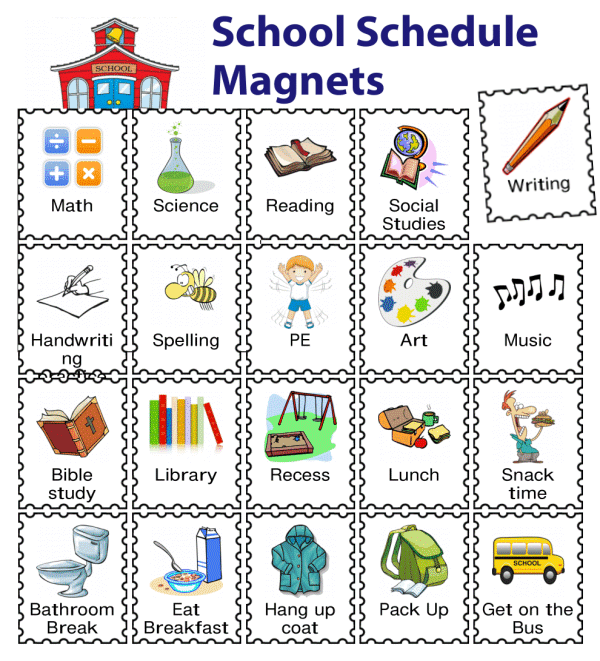20 School Schedule Picture Clips