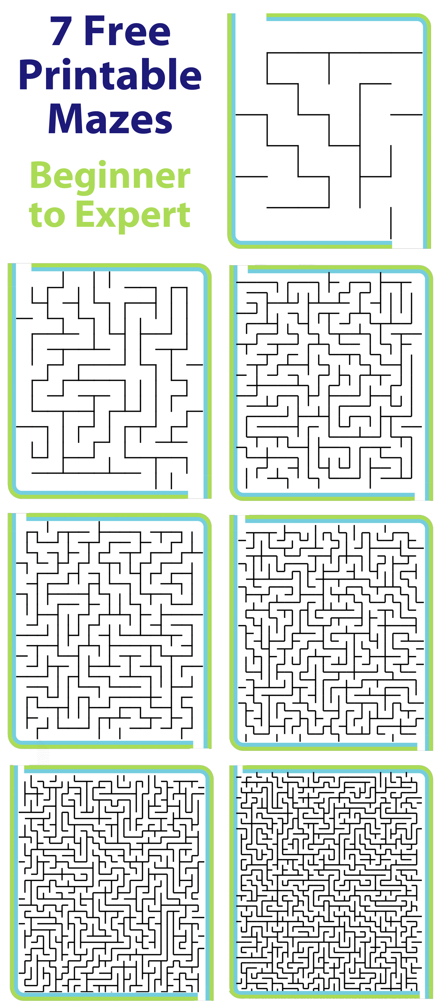 7 free printable mazes for kids, beginner to expert