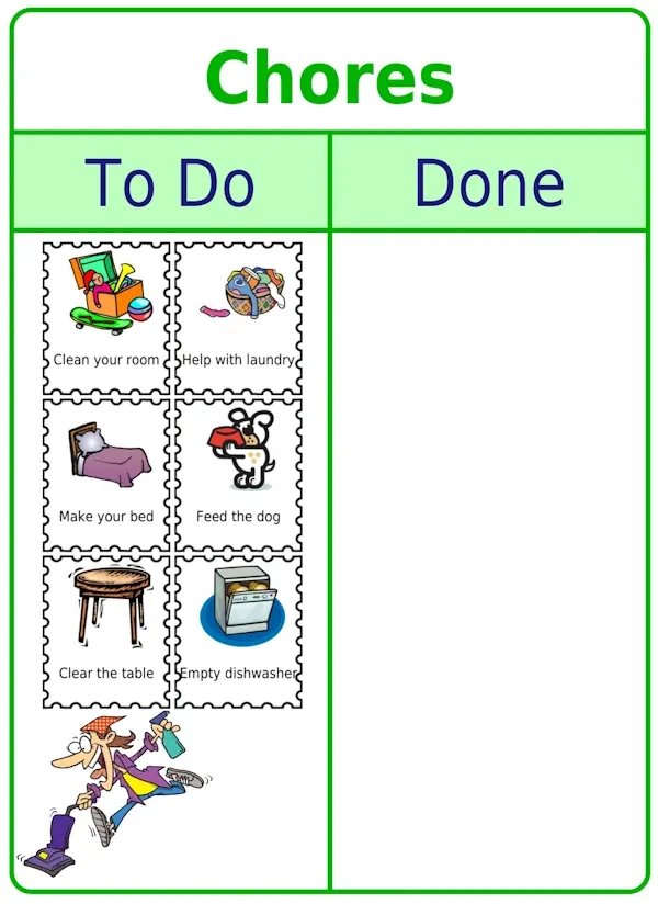 Chore Chart To Do / Done Board with picture clips
