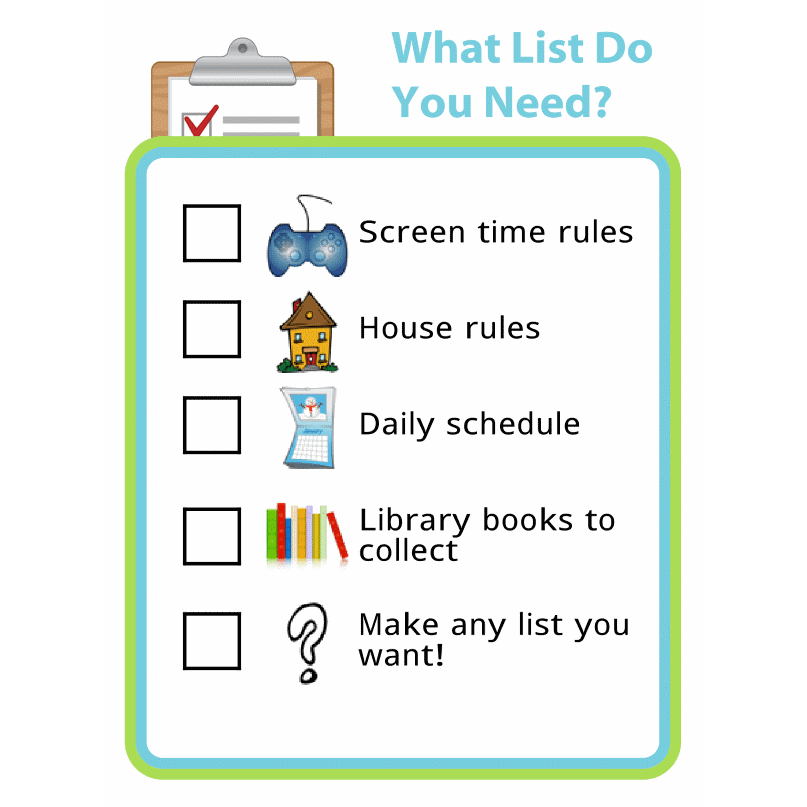 Custom Picture Lists for Kids: Edit | Print | Go Mobile