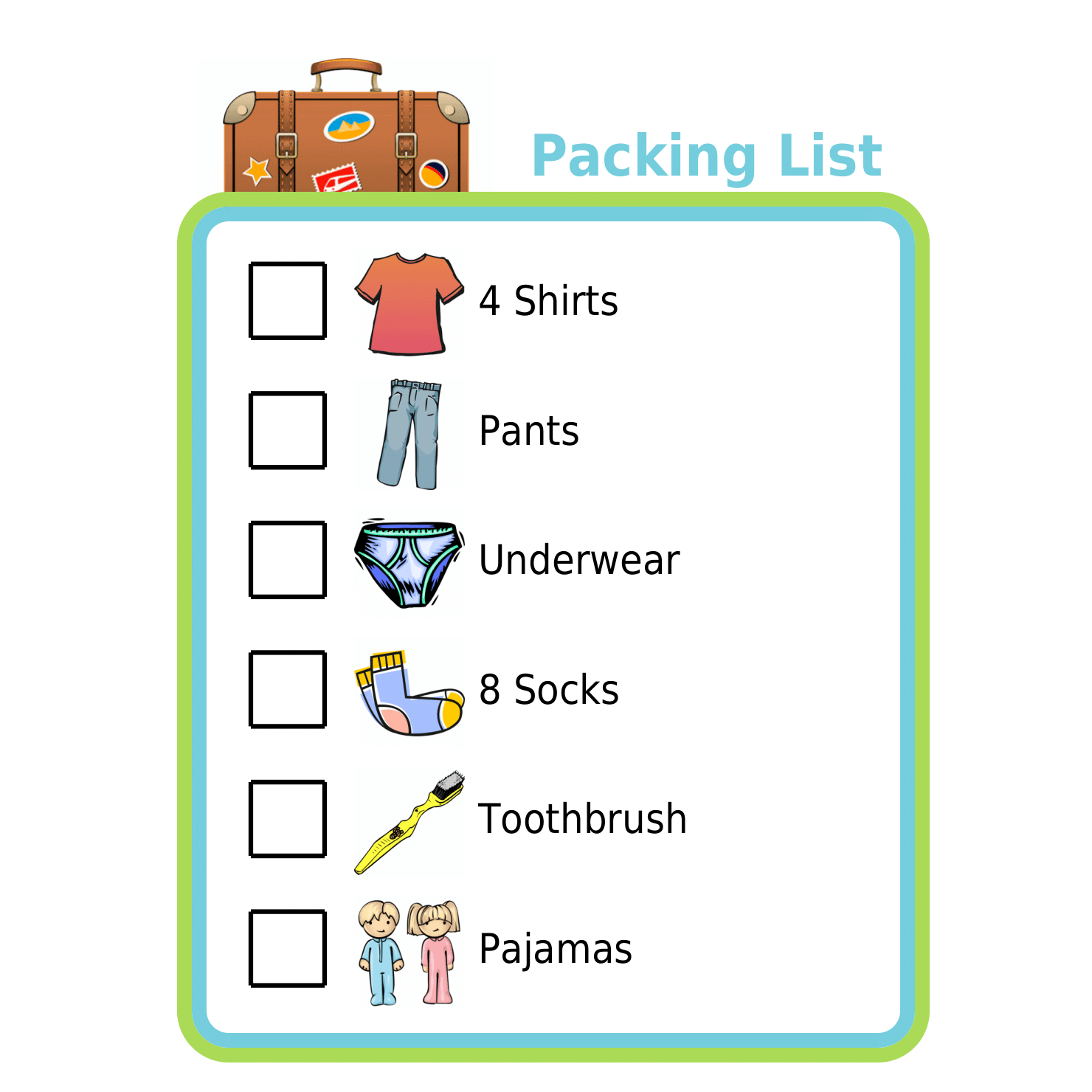 Kids Packing for A Trip Clip Art Collection