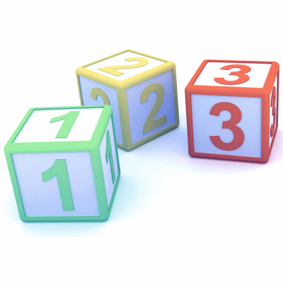 3 blocks with numbers