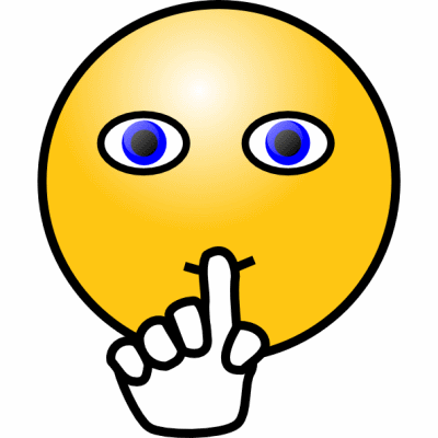 yellow circle face with finger over mouth for shush