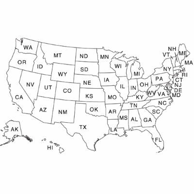 License plate game with a U.S. map