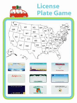 License plate game with a U.S. map