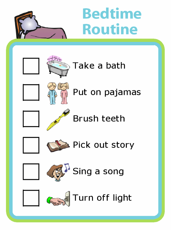 editable bedtime routine