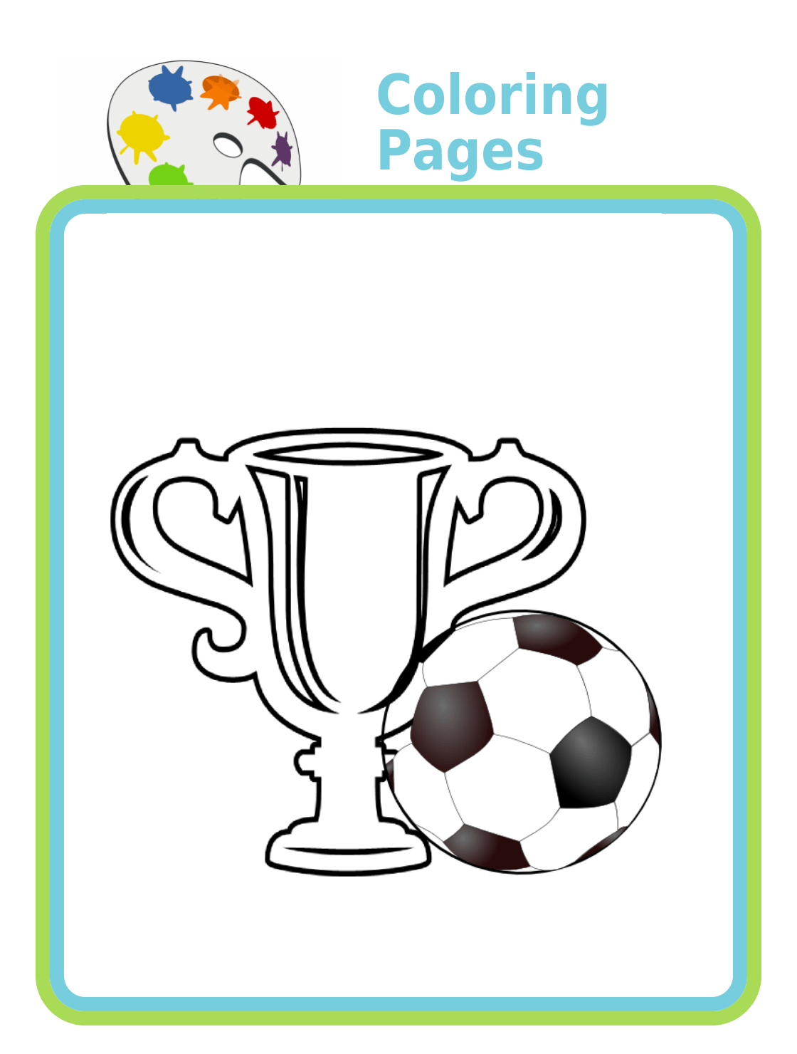 Trophy and soccer ball coloring page
