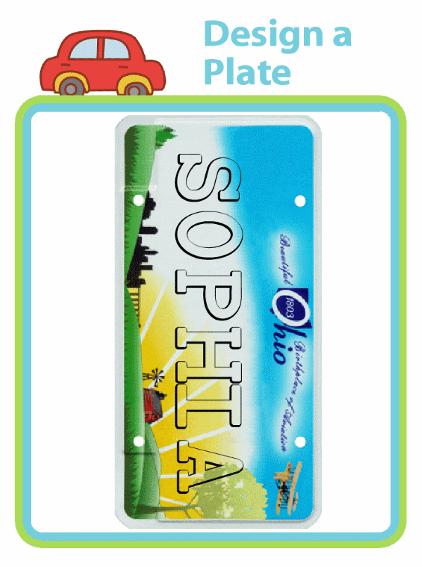 License plate backgrounds with child’s name on it for coloring