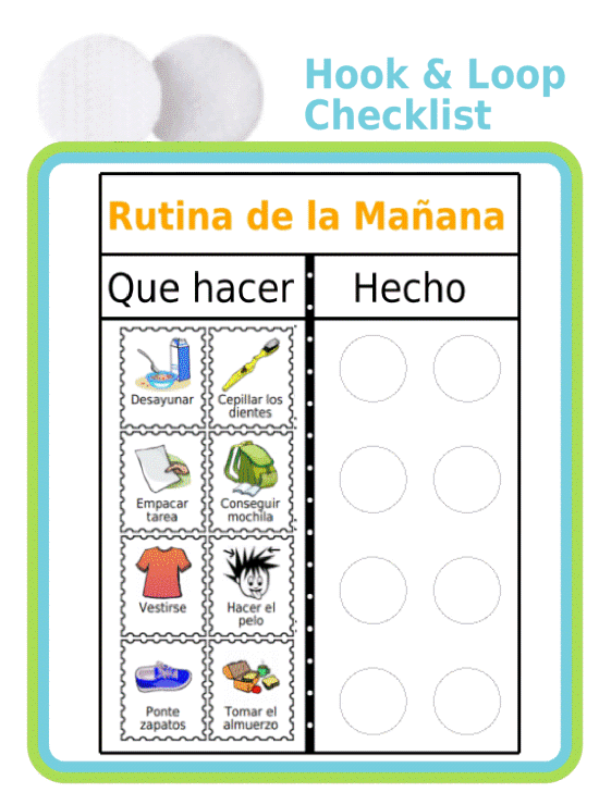 White magnetic To Do / Done Board in Spanish