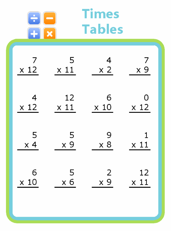 16 multiplication problems