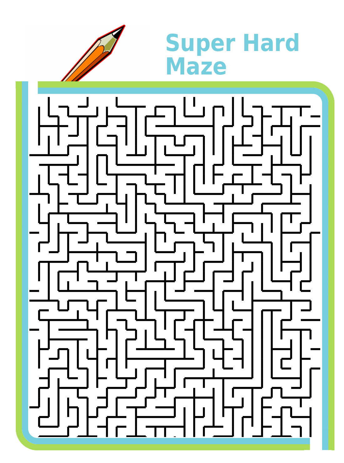 Printable half-sheet maze, difficulty: super hard