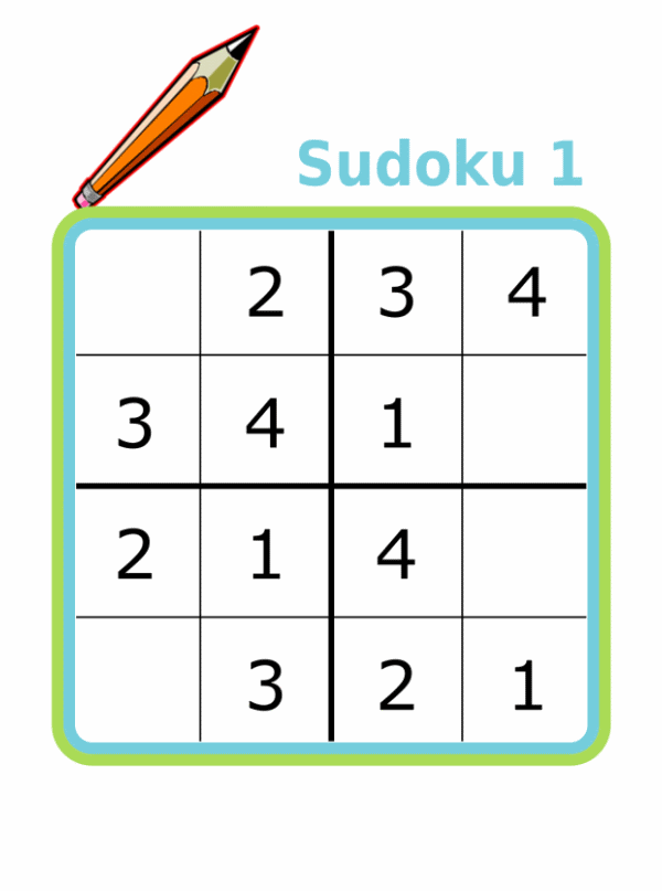 4x4, 6x6, and 9x9 sudoku puzzles for kids