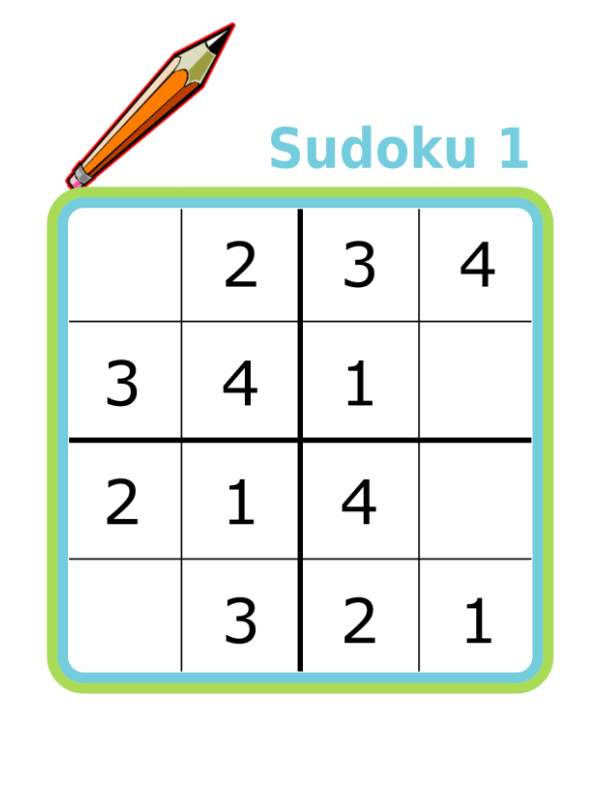 4x4 sudoku puzzles to print for kids