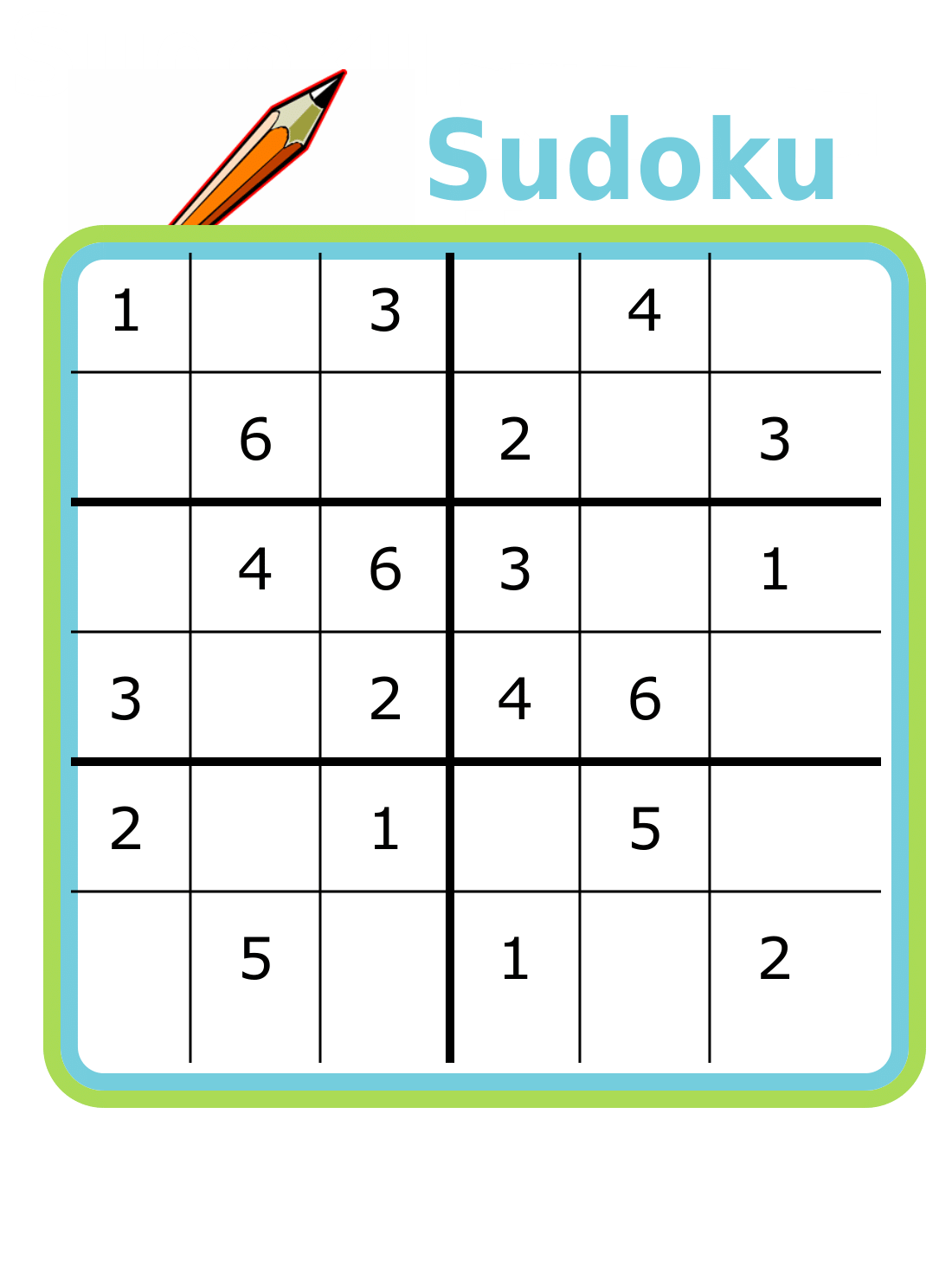 6x6 Sudoku for Kids with numbers - Play Sudoku Online