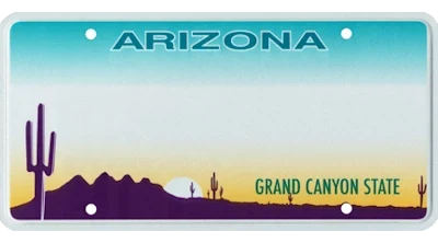Blank Arizona license plate