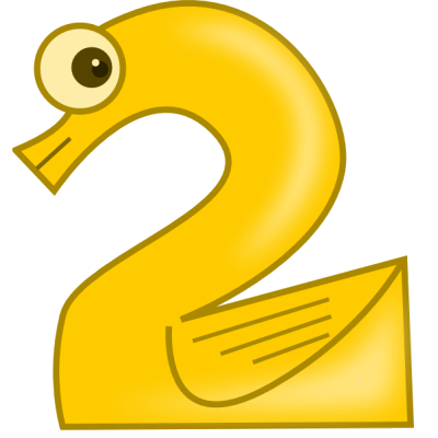 Number 2 shaped like a duck
