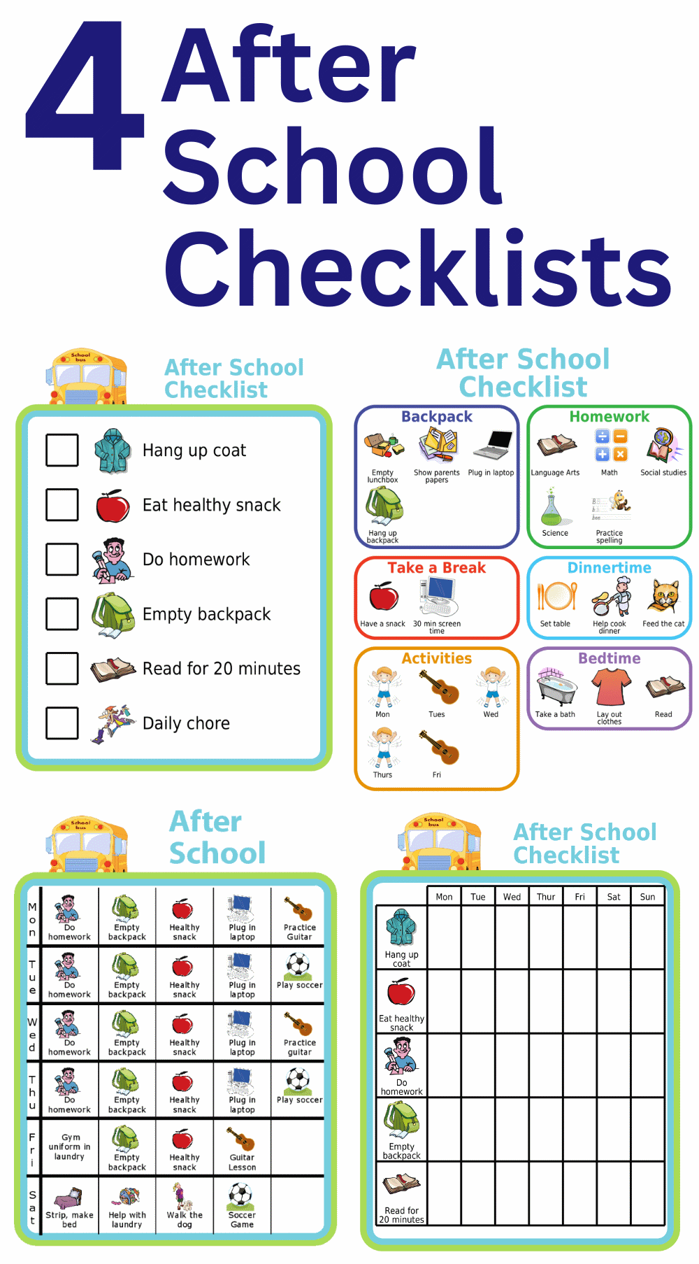 4 after school picture checklist options