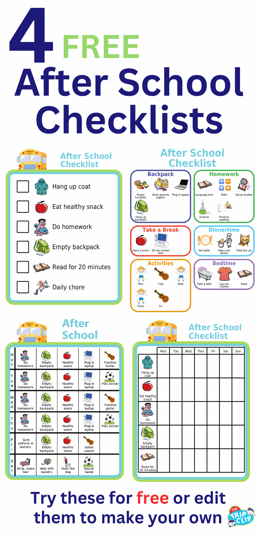 4 after school picture checklist options