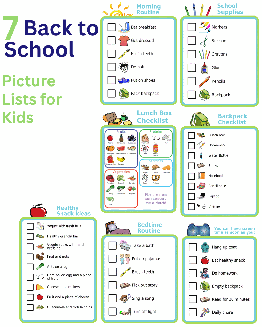 Back to school picture checklist for kids