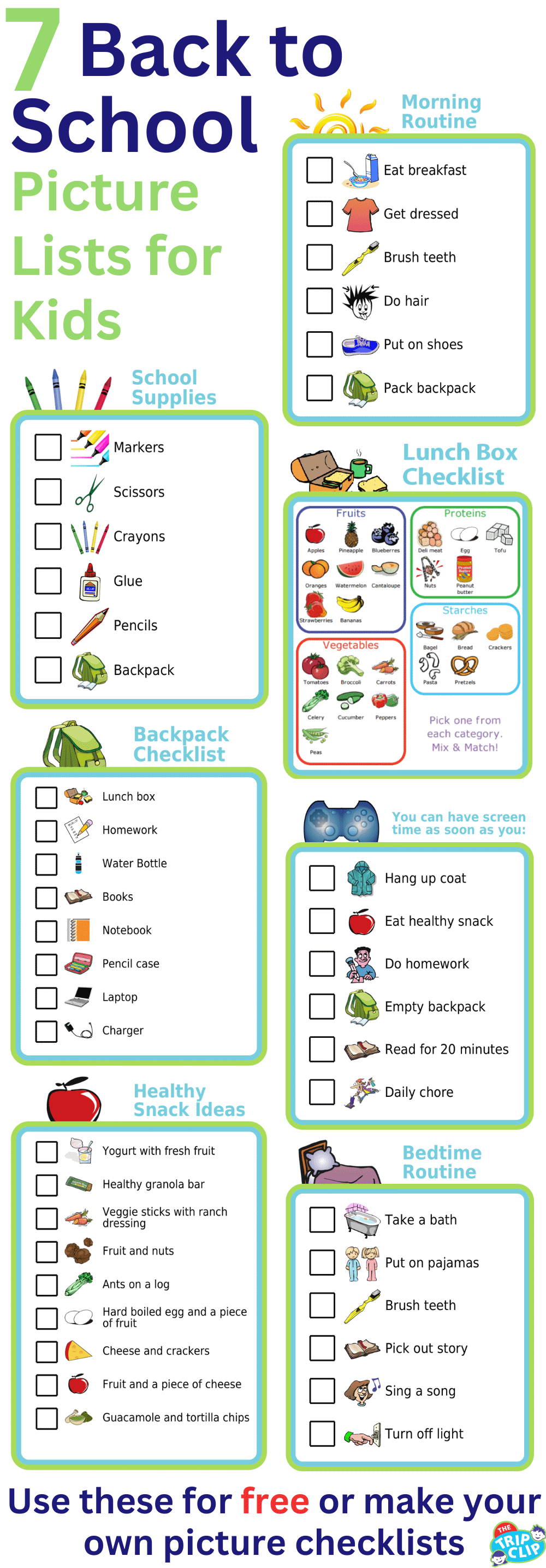 Back to school picture checklist for kids