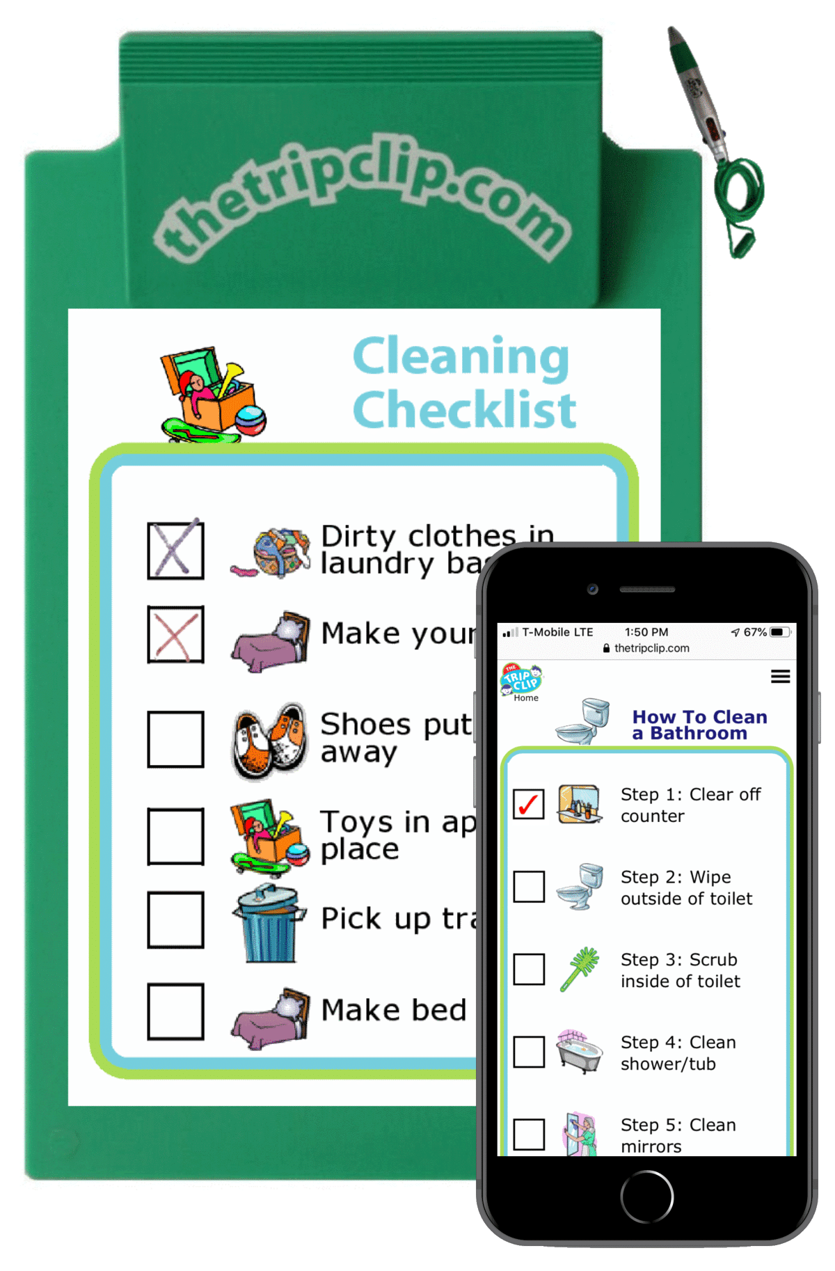Picture checklists to teach a kid to clean any room in just 8 steps