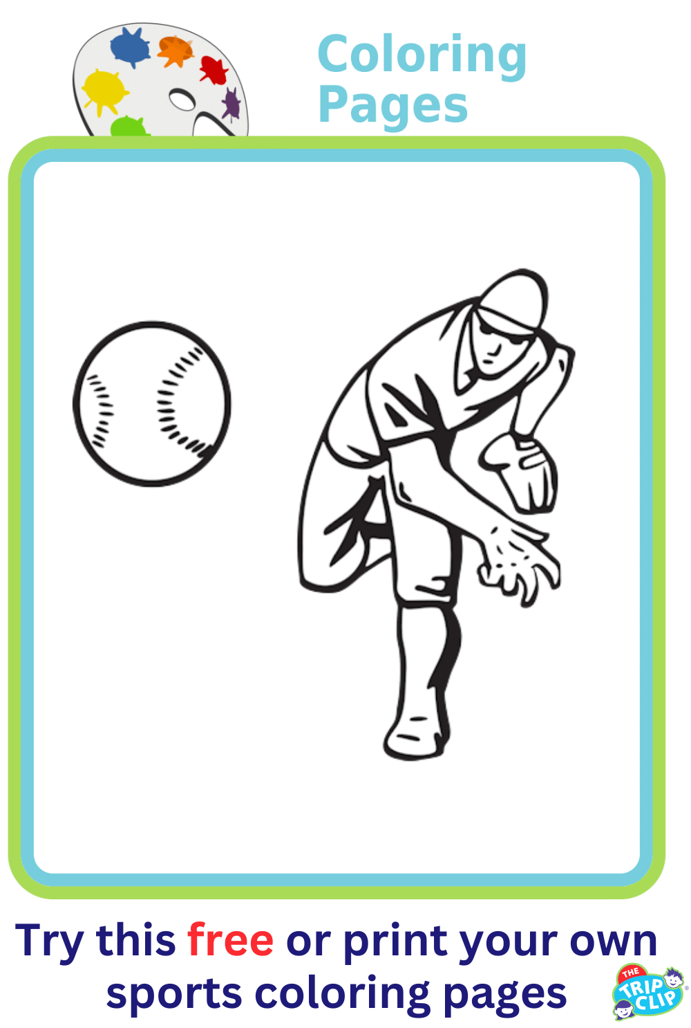 Baseball pitcher coloring page