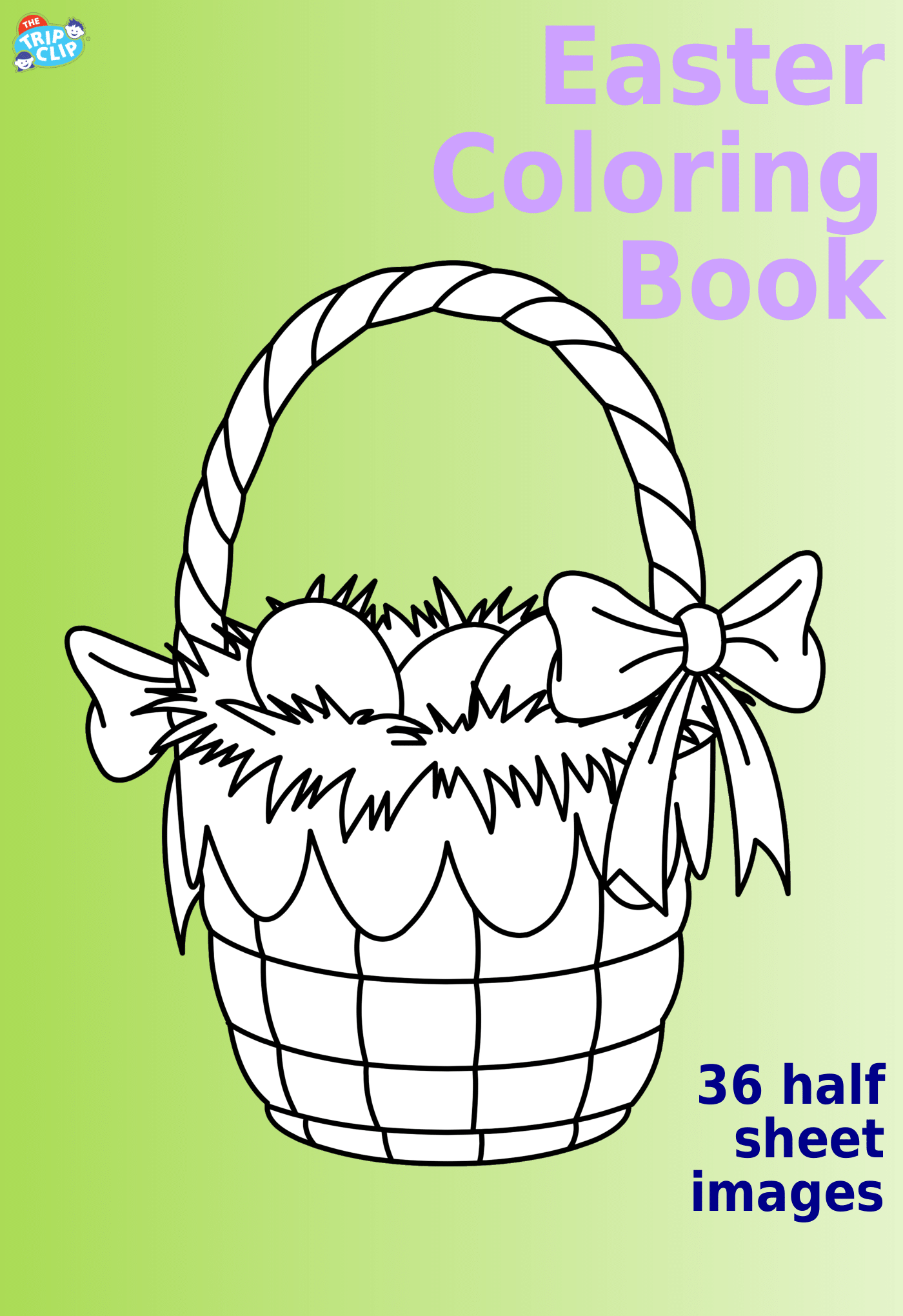 53 coloring pages, showing an easter basket