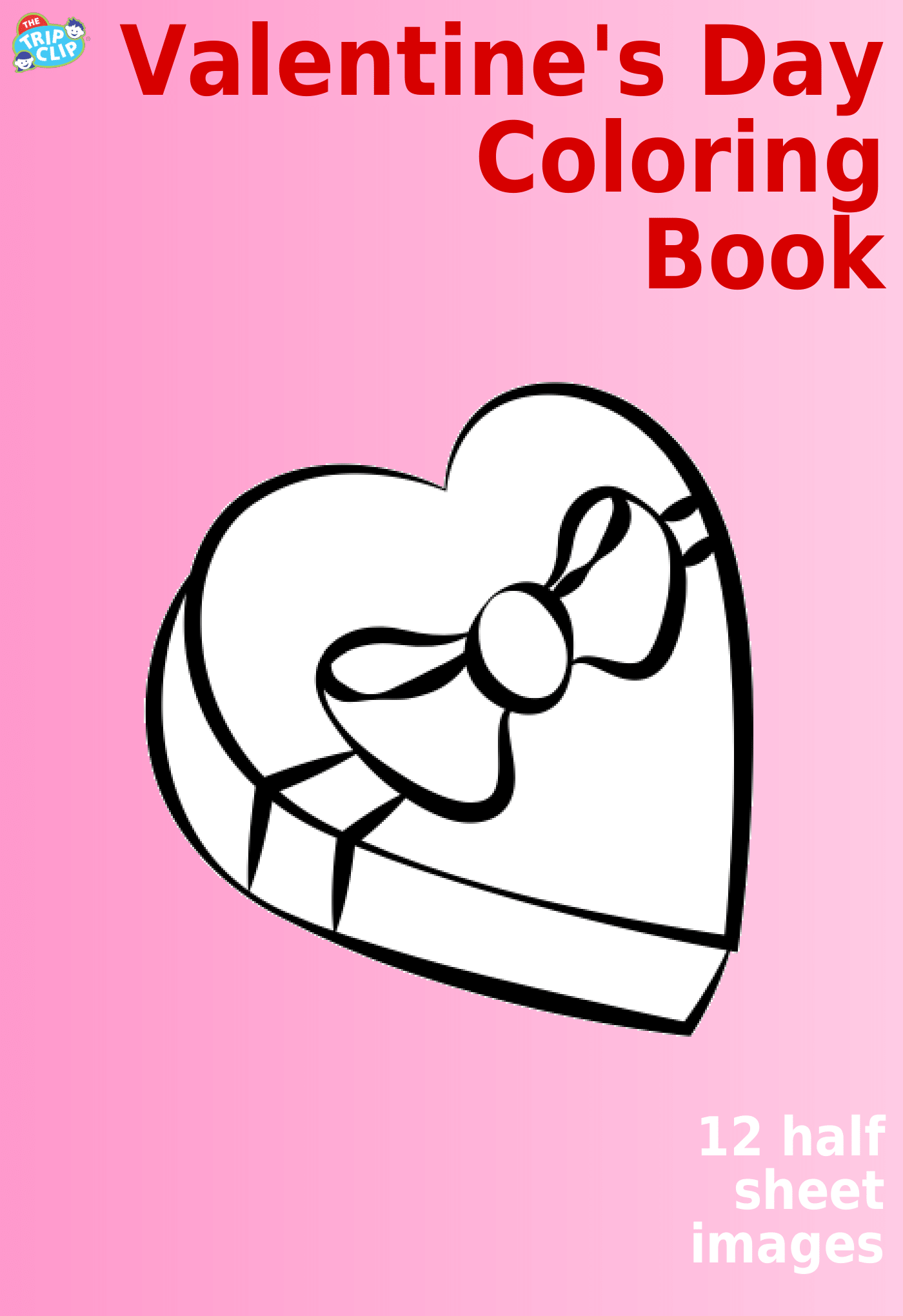 Valentine's Day coloring book with 12 themed pictures