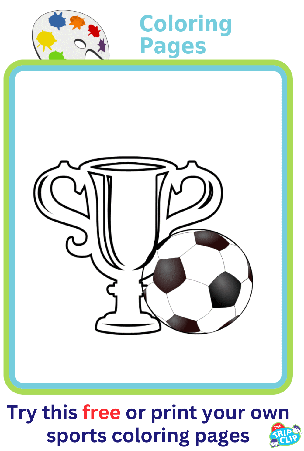 Trophy and soccer ball coloring page