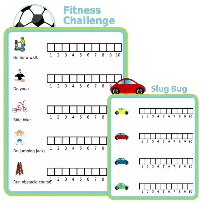 Fitness challenge to track exercise, or a slug bug car game to track VW bug sightings