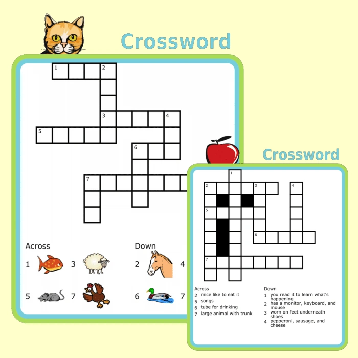 Printable crossword activity