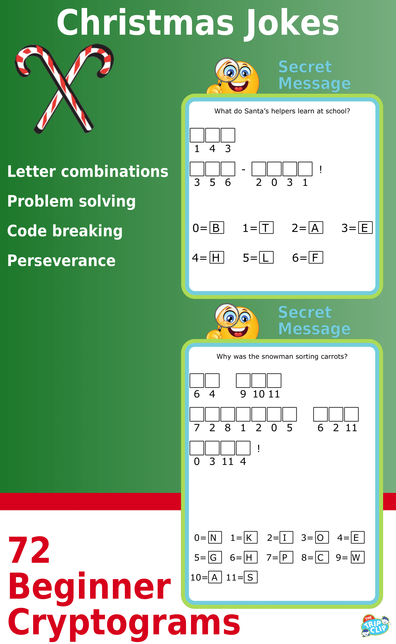 Secret message puzzles: 72 Christmas-Themed Cryptogram Riddles