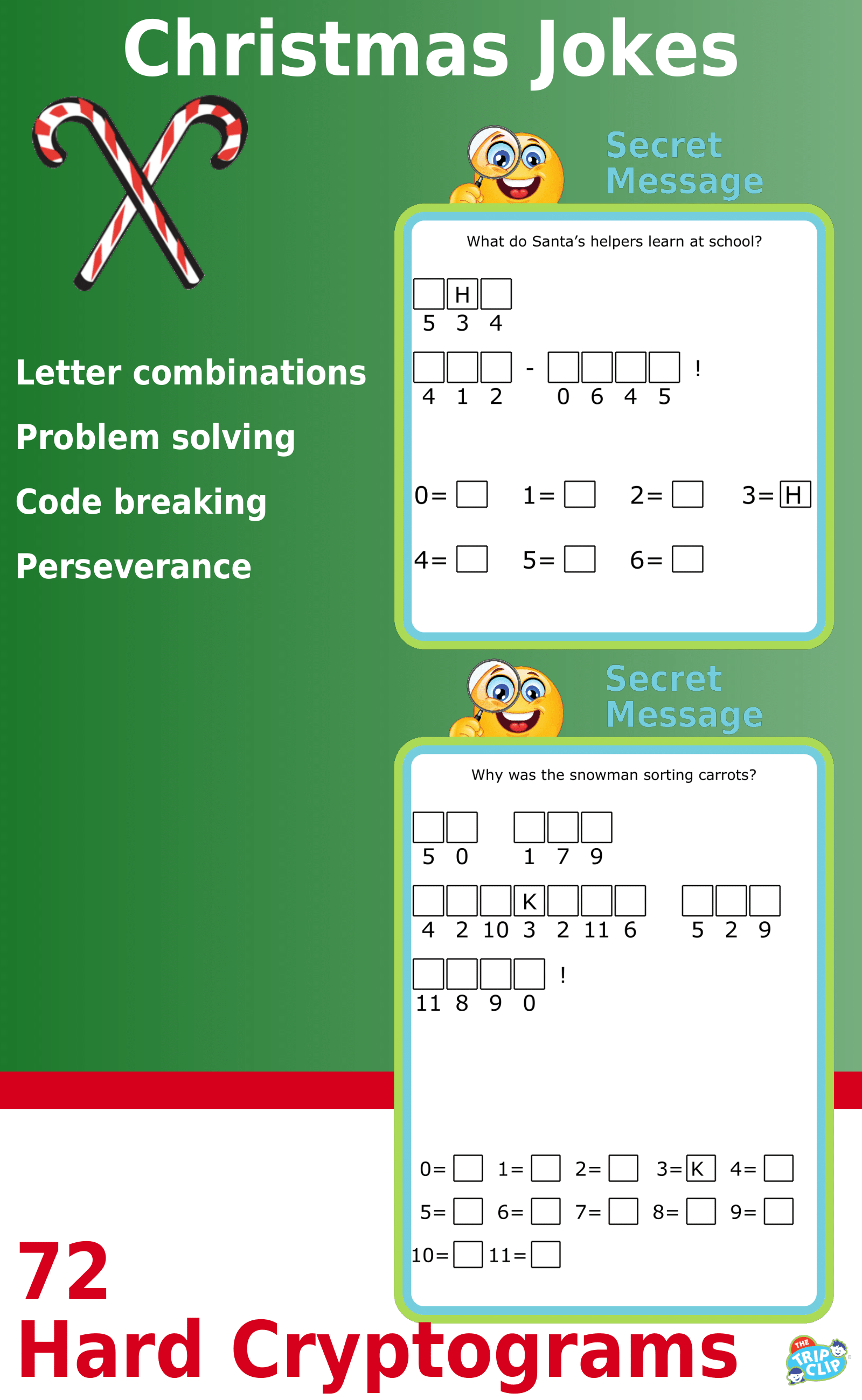Secret message puzzles: 72 Christmas-Themed Cryptogram Riddles