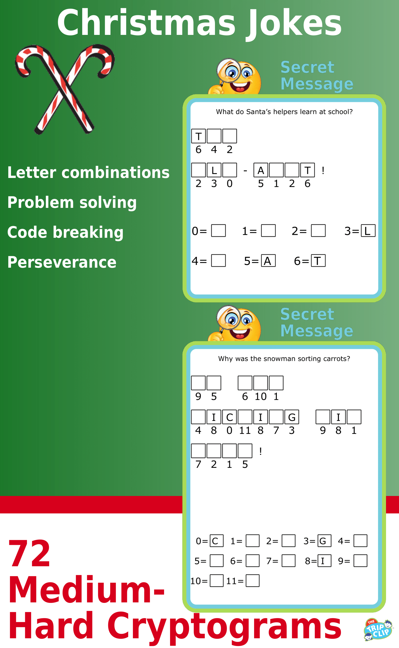 Secret message puzzles: 72 Christmas-Themed Cryptogram Riddles