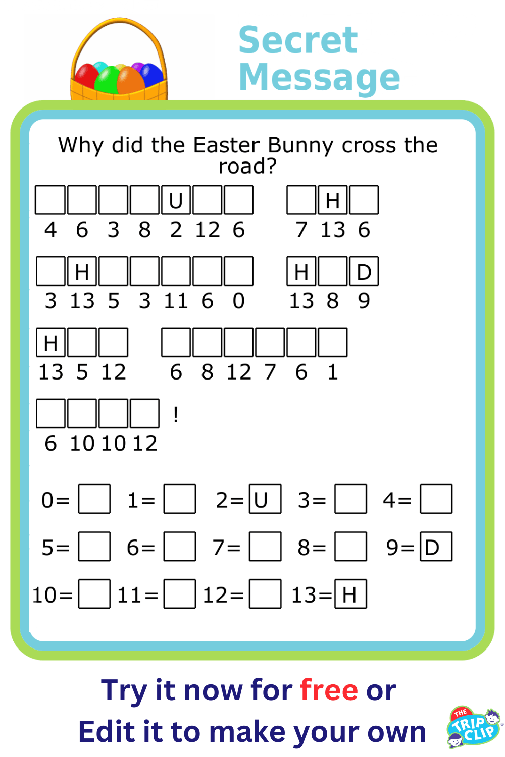 Secret message puzzle with an Easter joke