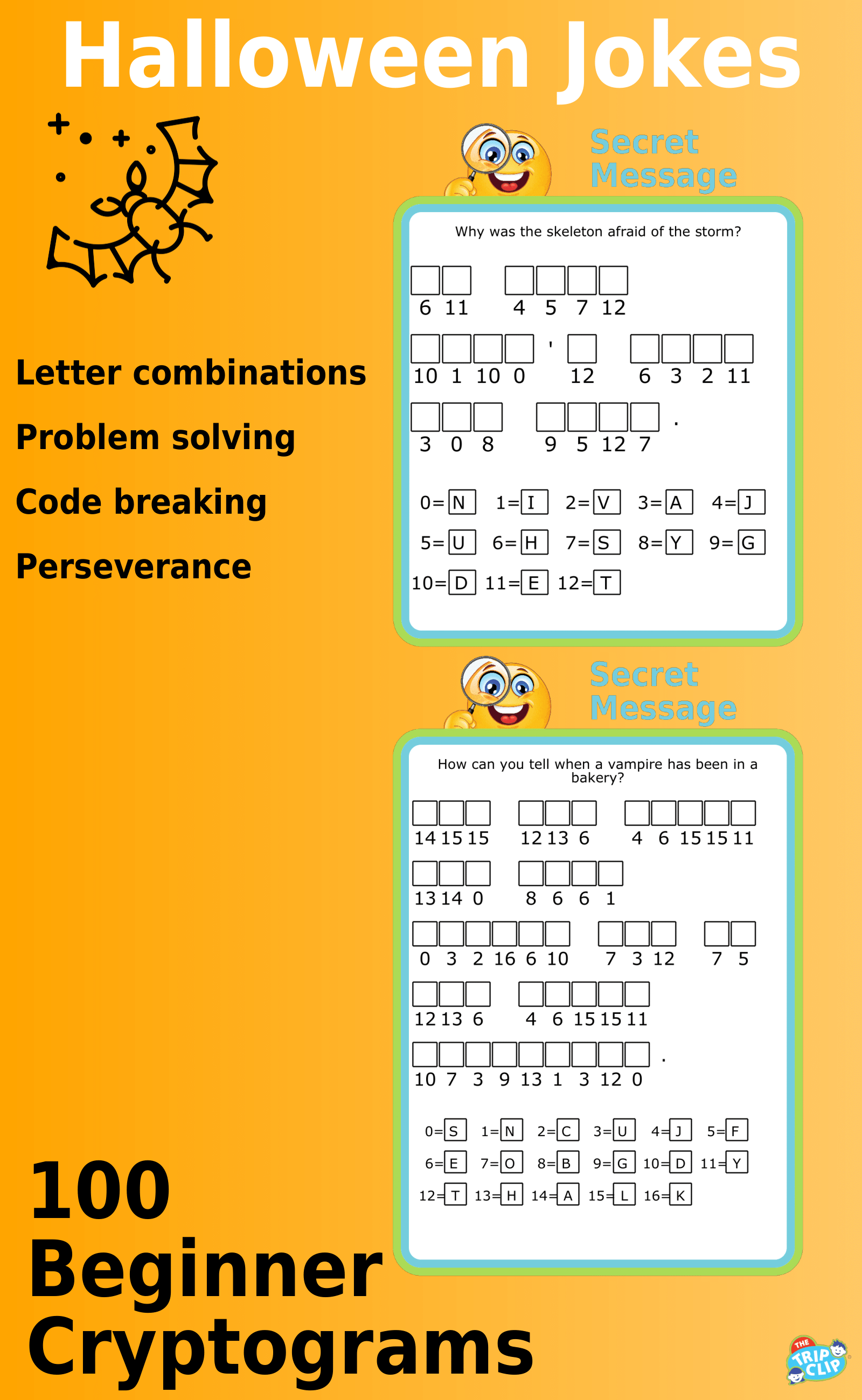Secret message puzzles: 100 Halloween-Themed Cryptogram Riddles