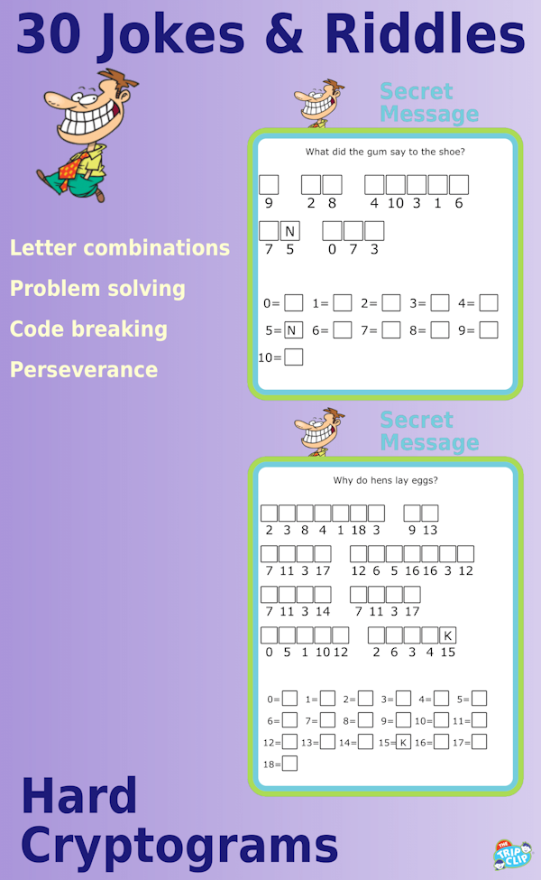 Secret message puzzles: 30 Cryptogram Riddles, Level hard