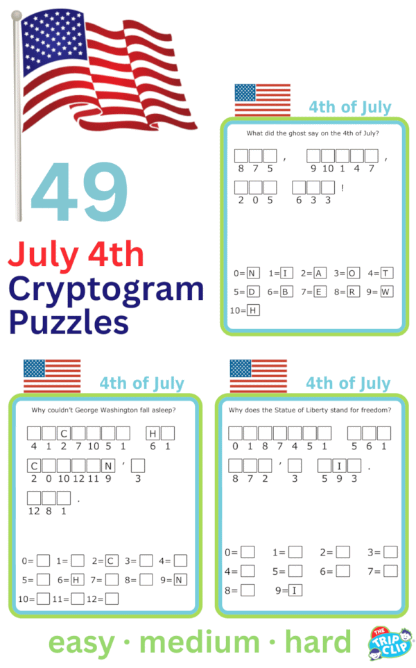 Secret message puzzles: 49 4th of July-Themed Cryptogram Riddles