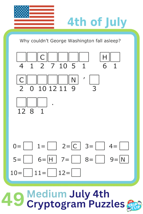 Secret message puzzles: 49 4th of July-Themed Cryptogram Riddles
