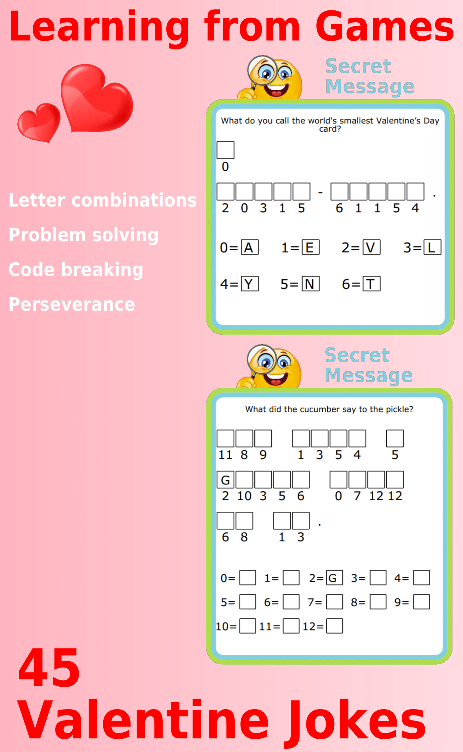 Secret message puzzles: 45 Valentines-Themed Cryptogram Riddles